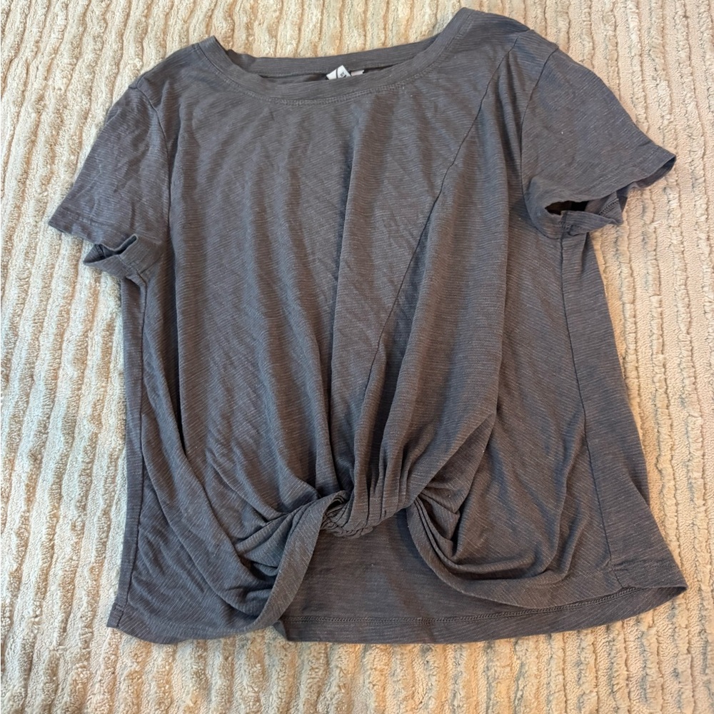 Zella Charcoal Short Sleeve Knotted Tee